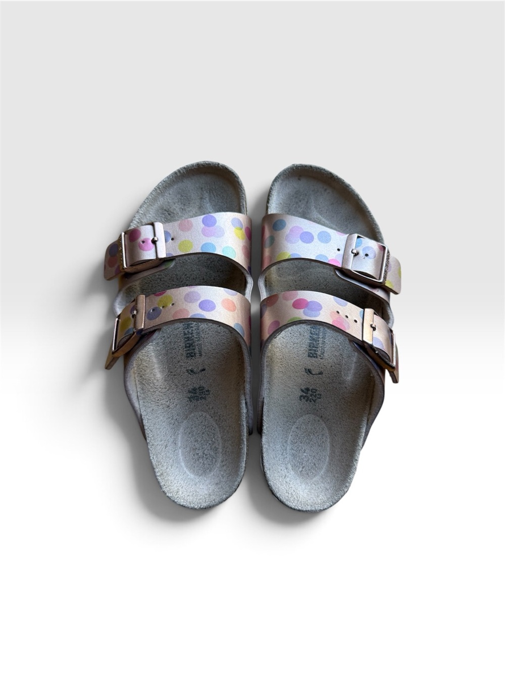 EUC Birkenstock Arizona Kids Metallic Polka Dot Sandals (34 / Big Kids 3-3.5)